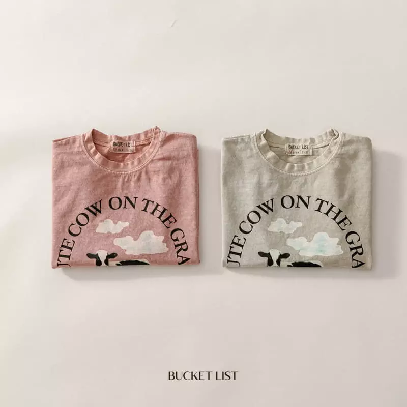 Bucket List - Korean Children Fashion - #fashionkids - Cow Pigment Short Sleeves Tee - 3