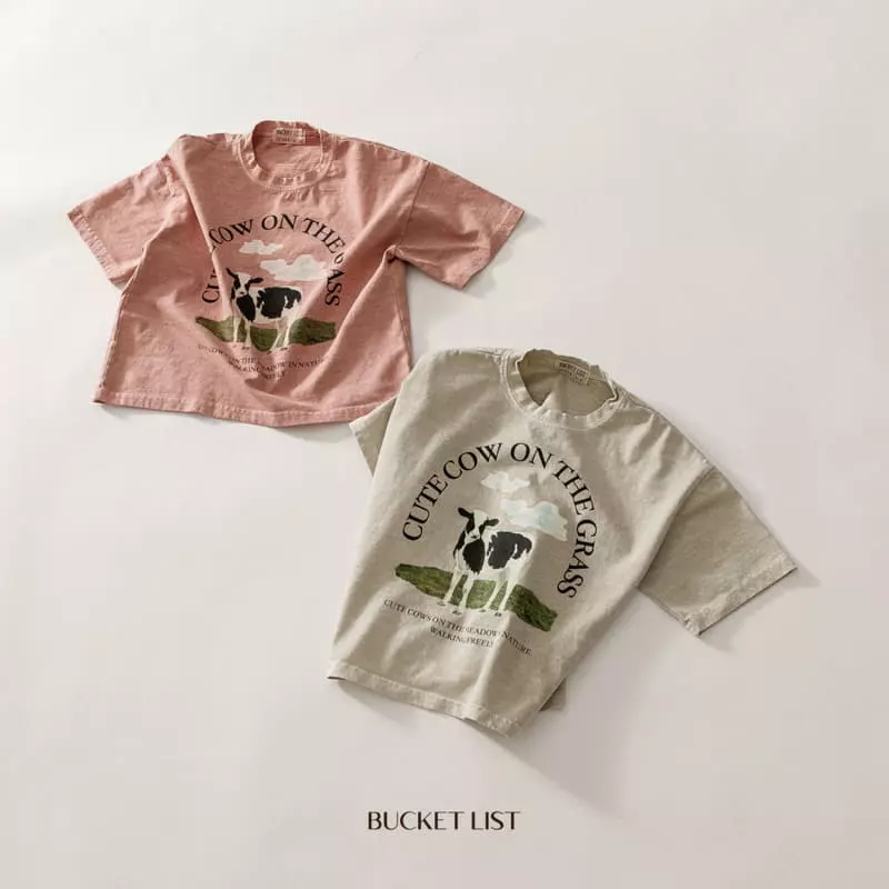 Bucket List - Korean Children Fashion - #prettylittlegirls - Cow Pigment Short Sleeves Tee - 11