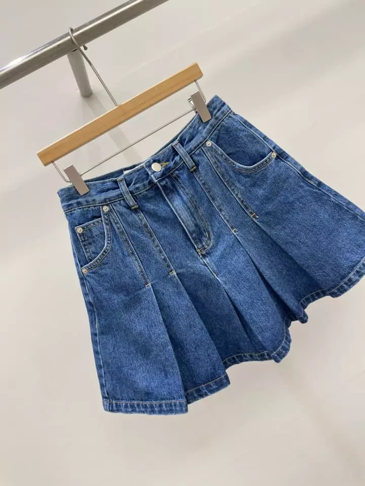 Charlotte - Korean Women Fashion - #momslook - 947 Denim Pleats Skirt - 2