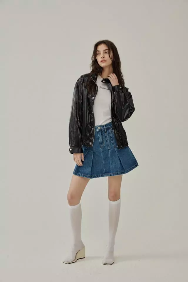 Charlotte - Korean Women Fashion - #momslook - 947 Denim Pleats Skirt - 6
