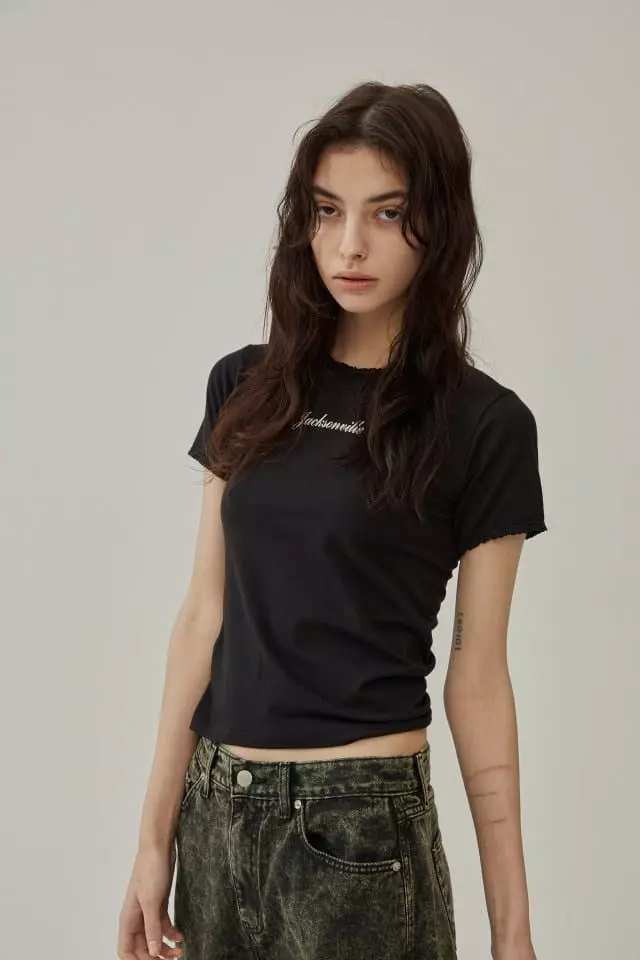 Charlotte - Korean Women Fashion - #womensfashion - Lace Short Sleeves Tee - 6