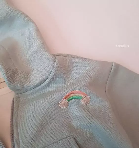 Choucream - Korean Baby Fashion - #babyboutiqueclothing - Rainbow Zip-up Top Bottom Set - 11