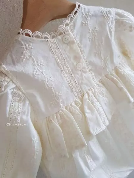 Choucream - Korean Baby Fashion - #babygirlfashion - Embroidery Lace Bodysuit - 10