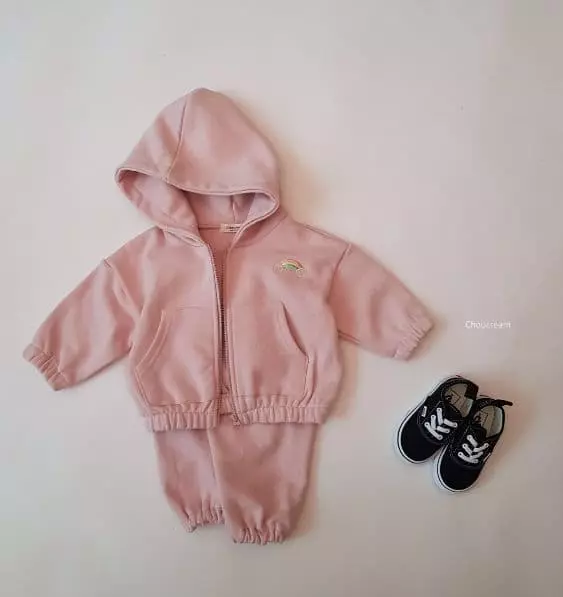 Choucream - Korean Baby Fashion - #babylifestyle - Rainbow Zip-up Top Bottom Set