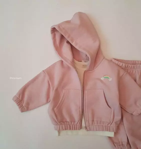 Choucream - Korean Baby Fashion - #babyootd - Rainbow Zip-up Top Bottom Set - 3