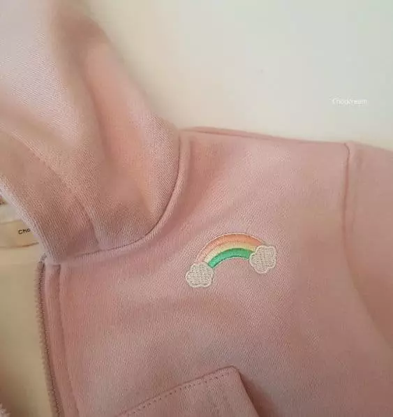 Choucream - Korean Baby Fashion - #babyoutfit - Rainbow Zip-up Top Bottom Set - 5