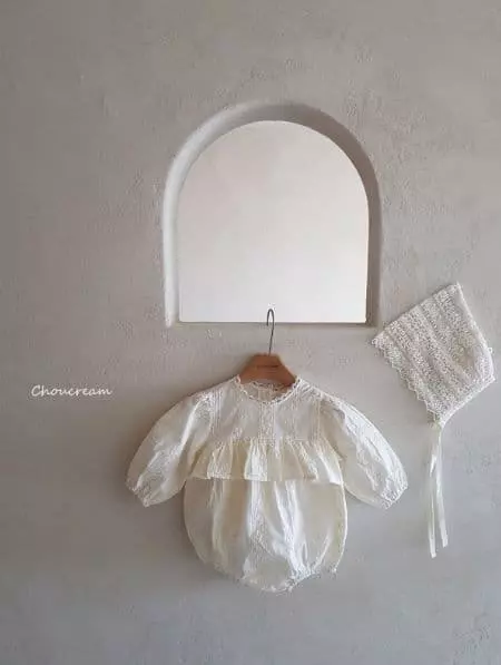 Choucream - Korean Baby Fashion - #onlinebabyshop - Embroidery Lace Bodysuit - 3