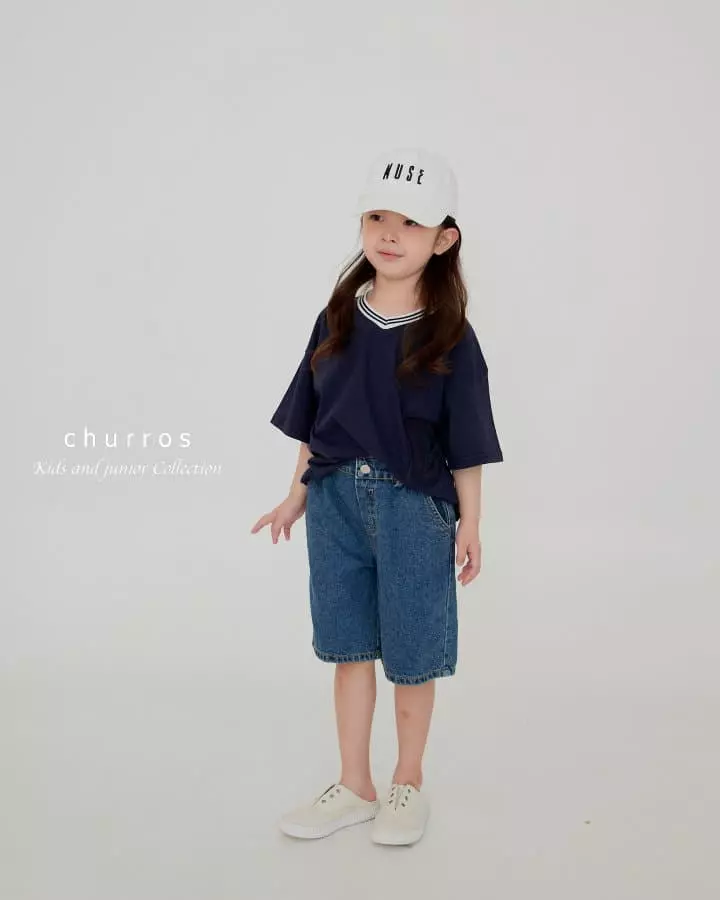 Churros - Korean Children Fashion - #discoveringself - V Neck Patch Tee - 2