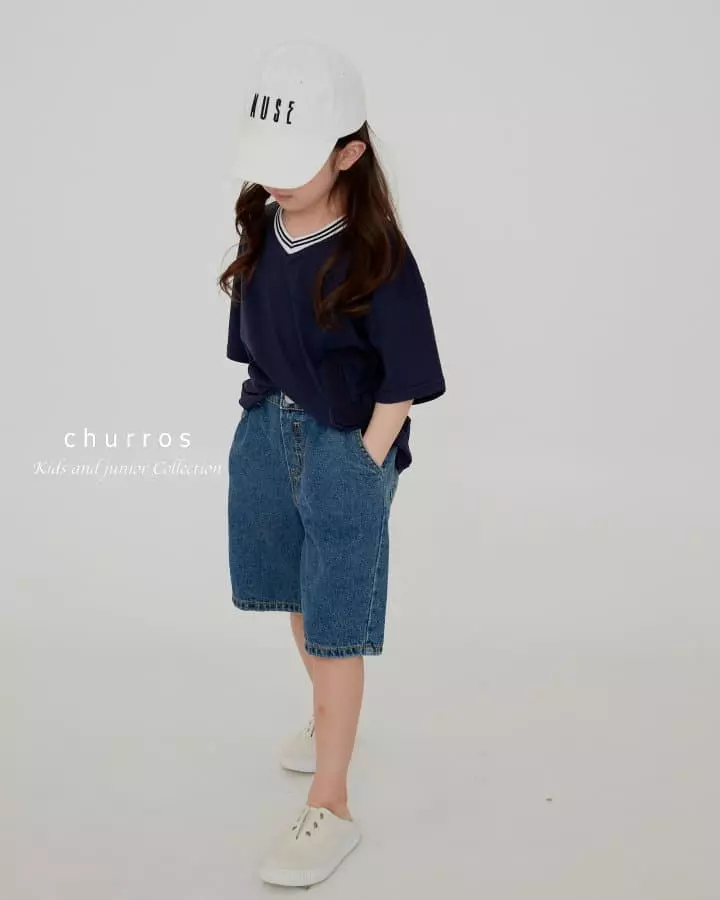 Churros - Korean Children Fashion - #fashionkids - V Neck Patch Tee - 3