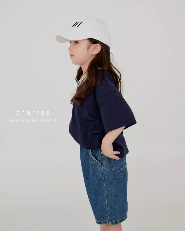 Churros - Korean Children Fashion - #fashionkids - V Neck Patch Tee - 4