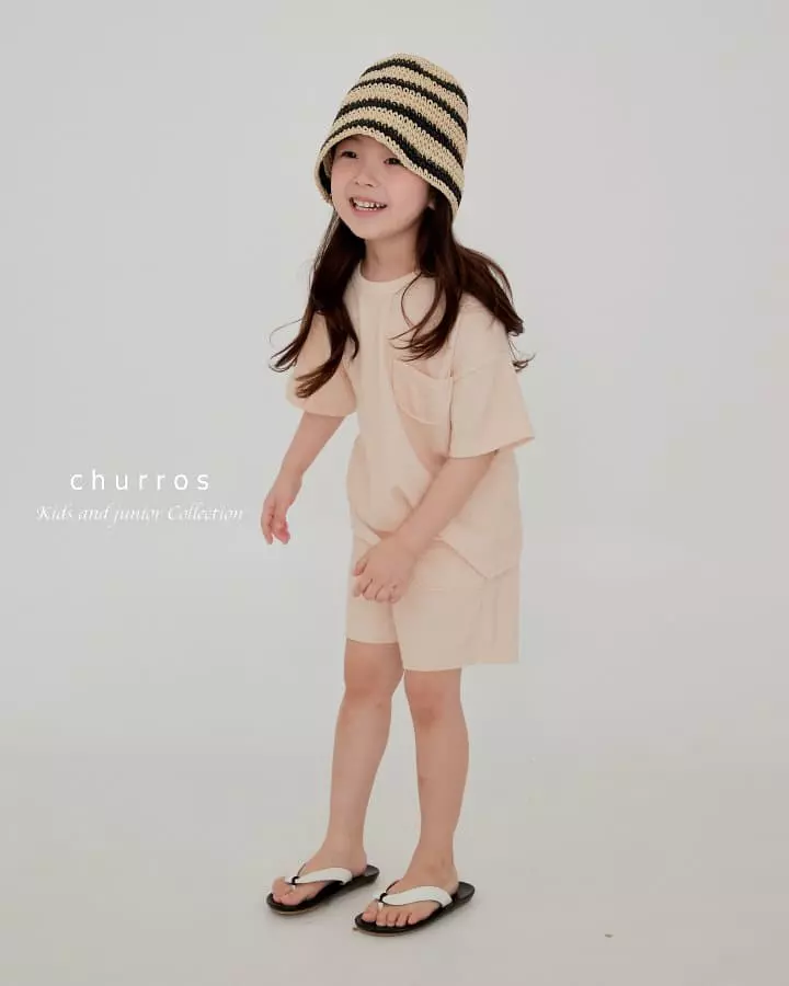 Churros - Korean Children Fashion - #littlefashionista - Easy Look Rib Top Bottom Set - 6