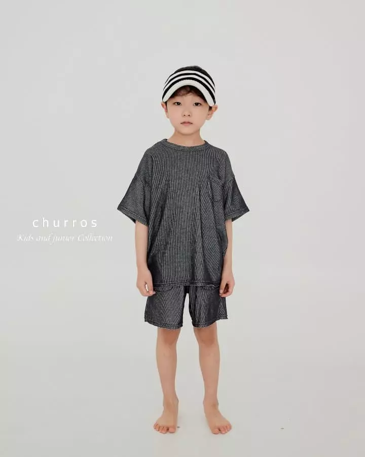 Churros - Korean Children Fashion - #minifashionista - Easy Look Rib Top Bottom Set - 8