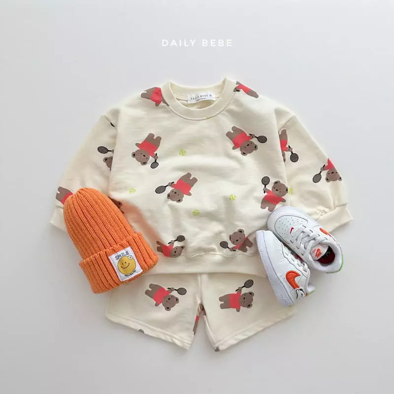 Daily Bebe - Korean Children Fashion - #designkidswear - Bear Shorts Top Bottom Set - 5