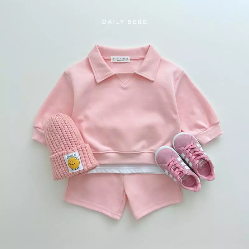 Daily Bebe - Korean Children Fashion - #discoveringself - Colloar Shorts Top Bottom Set - 3