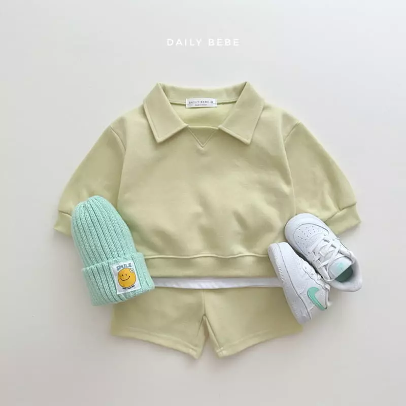 Daily Bebe - Korean Children Fashion - #discoveringself - Colloar Shorts Top Bottom Set - 4