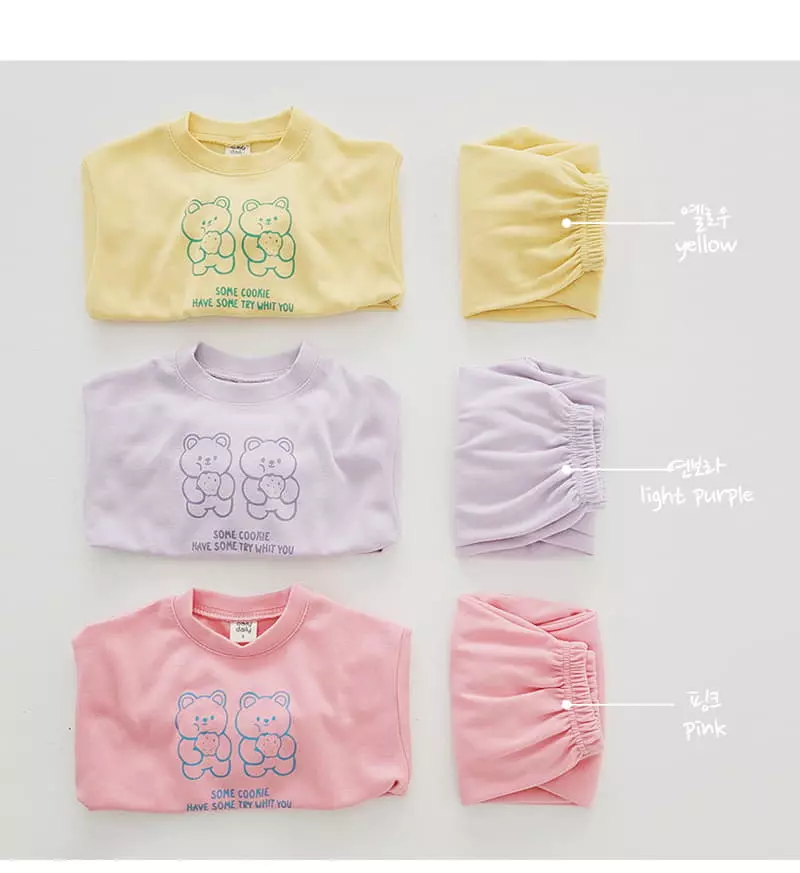 Daily Daily - Korean Children Fashion - #Kfashion4kids - Cookie Bear Top Bottom Set - 8