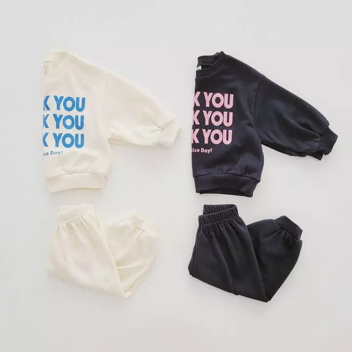 Daily Daily - Korean Children Fashion - #fashionkids - Thank You Top Bottom Set - 5