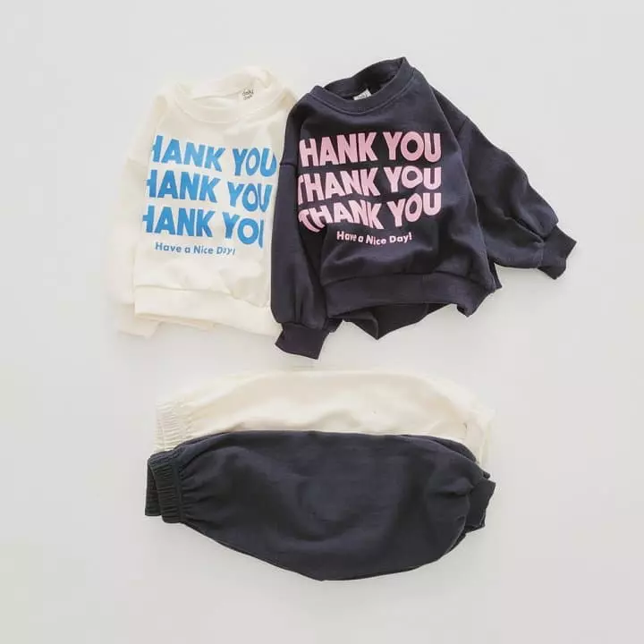 Daily Daily - Korean Children Fashion - #kidsshorts - Thank You Top Bottom Set - 6