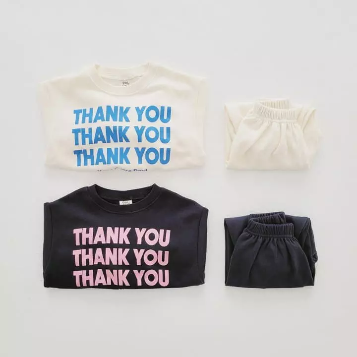 Daily Daily - Korean Children Fashion - #kidsstore - Thank You Top Bottom Set - 7
