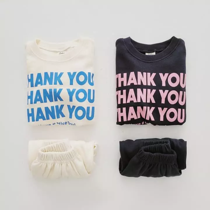 Daily Daily - Korean Children Fashion - #kidzfashiontrend - Thank You Top Bottom Set - 8