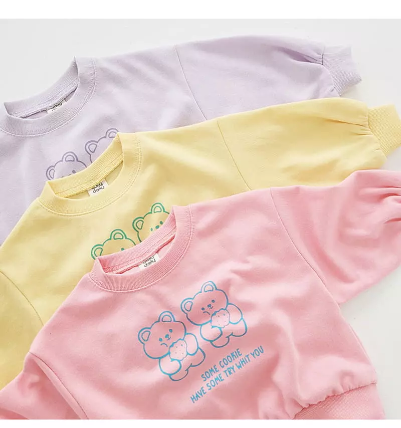 Daily Daily - Korean Children Fashion - #littlefashionista - Cookie Bear Top Bottom Set - 9