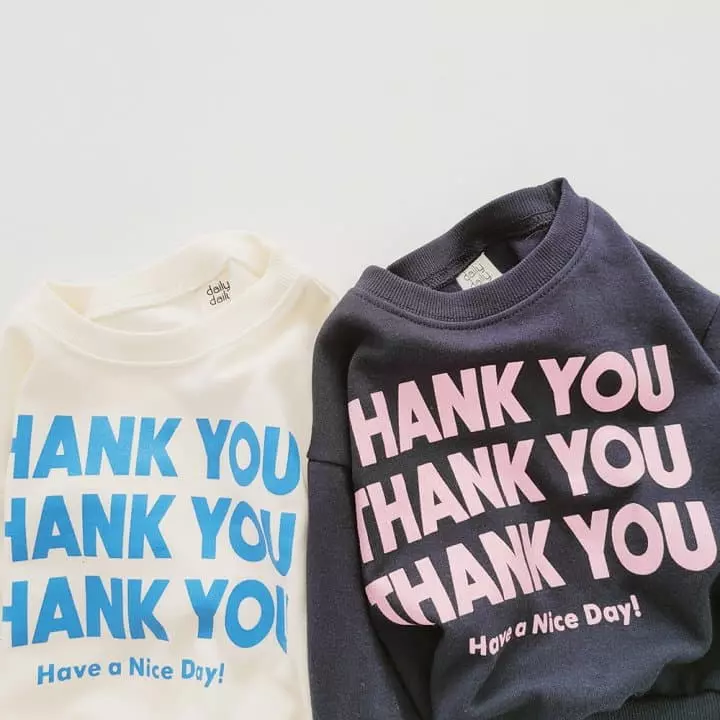 Daily Daily - Korean Children Fashion - #minifashionista - Thank You Top Bottom Set - 12