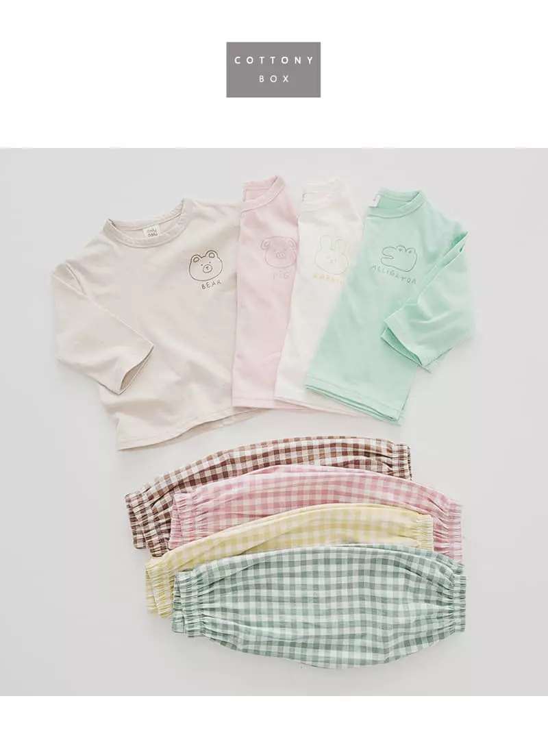Daily Daily - Korean Children Fashion - #minifashionista - Animal Check Top Bottom Set - 10