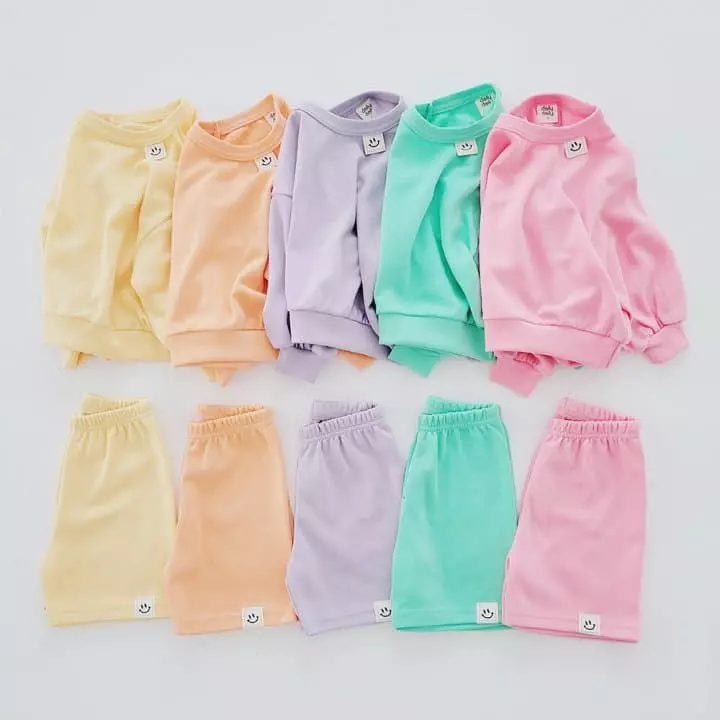 Daily Daily - Korean Children Fashion - #prettylittlegirls - Smile Label Top Bottom Set - 7