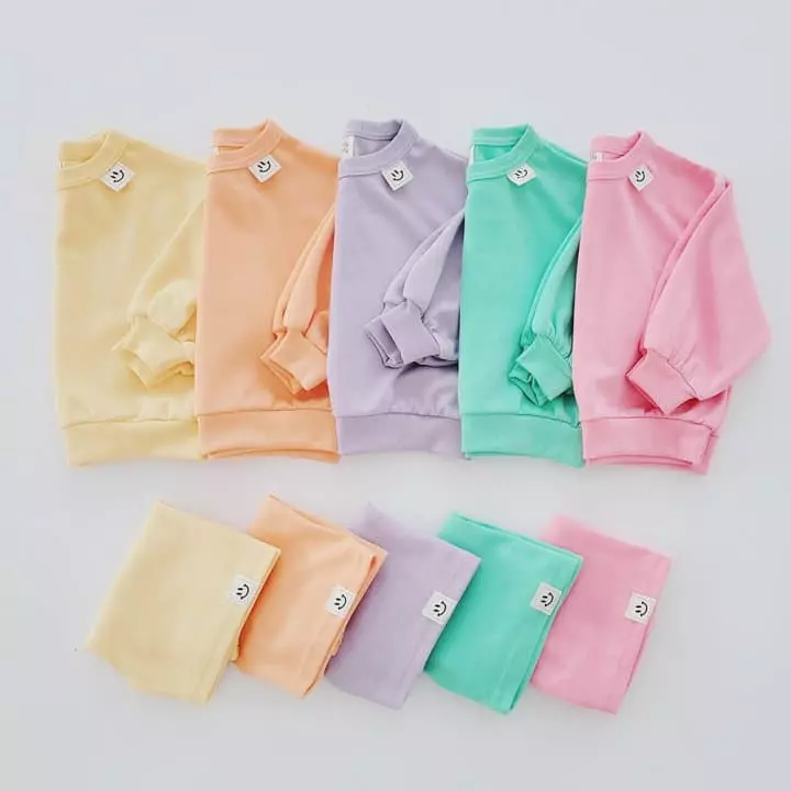 Daily Daily - Korean Children Fashion - #todddlerfashion - Smile Label Top Bottom Set - 8