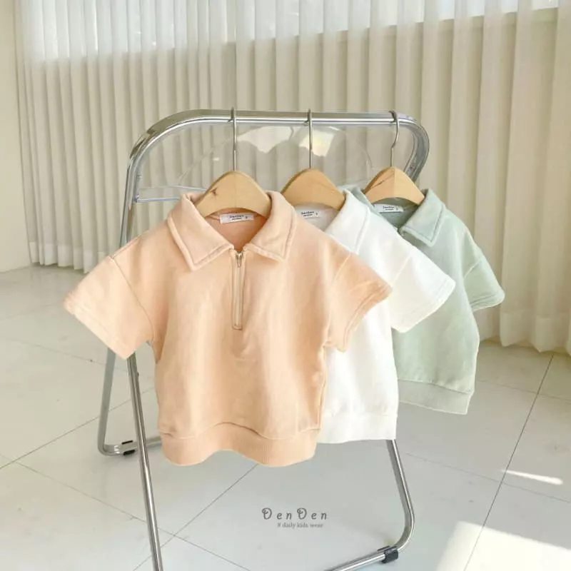 Denden - Korean Children Fashion - #discoveringself - Blan Zip-up Tee Short Sleeves