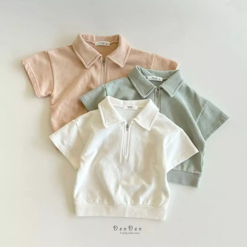 Denden - Korean Children Fashion - #fashionkids - Blan Zip-up Tee Short Sleeves - 2