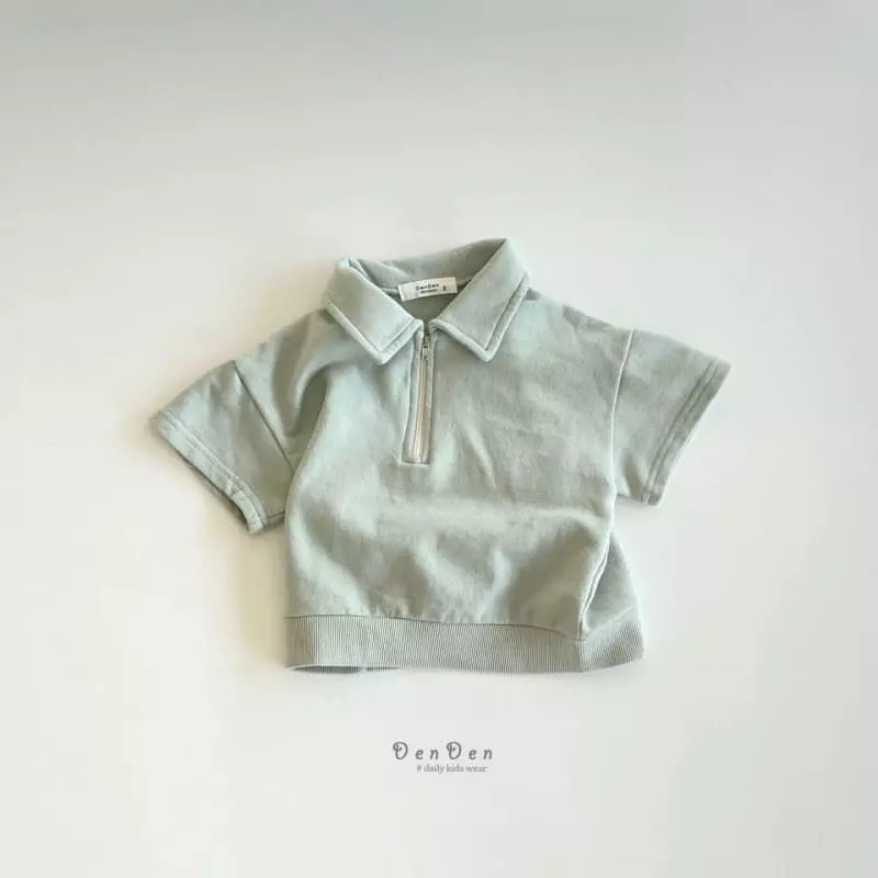 Denden - Korean Children Fashion - #kidsshorts - Blan Zip-up Tee Short Sleeves - 4
