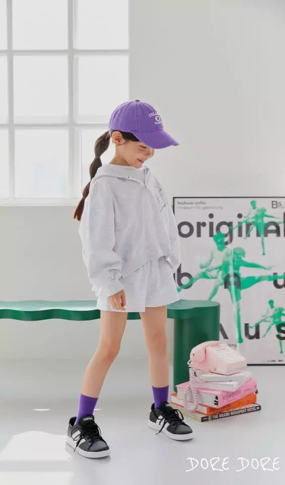 Dore Dore - Korean Children Fashion - #Kfashion4kids - Unbal Crop Hoody Zip-up