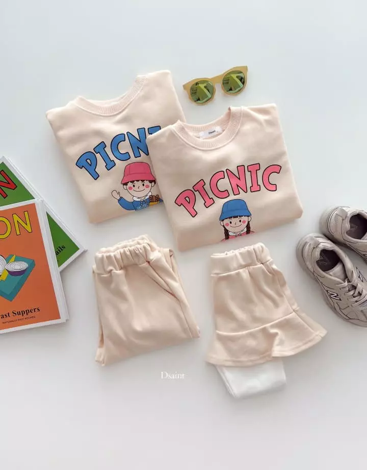 Dsaint - Korean Children Fashion - #kidzfashiontrend - Picnic Skirt Leggings Set - 3