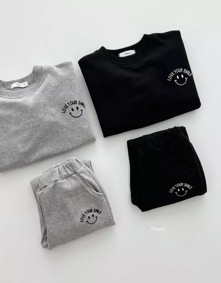 Dsaint - Korean Children Fashion - #littlefashionista - Love Smile Top Bottom Set - 11