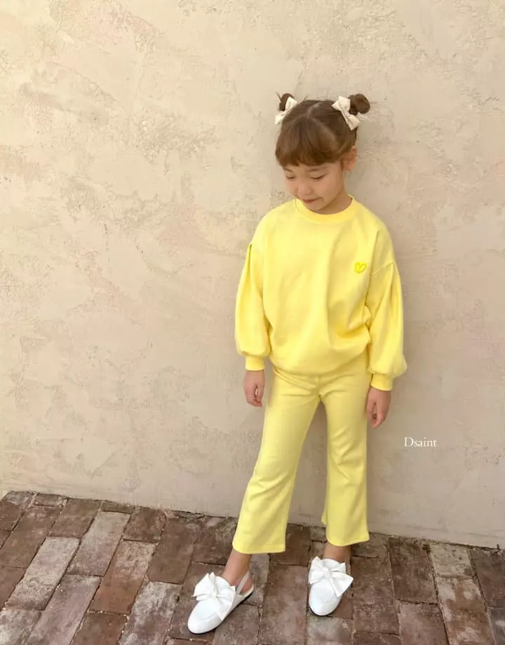 Dsaint - Korean Children Fashion - #magicofchildhood - Cong Dack Heart Wide Top Bottom Set - 3