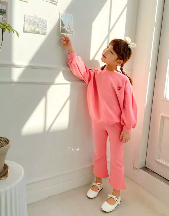 Dsaint - Korean Children Fashion - #prettylittlegirls - Cong Dack Heart Wide Top Bottom Set - 5