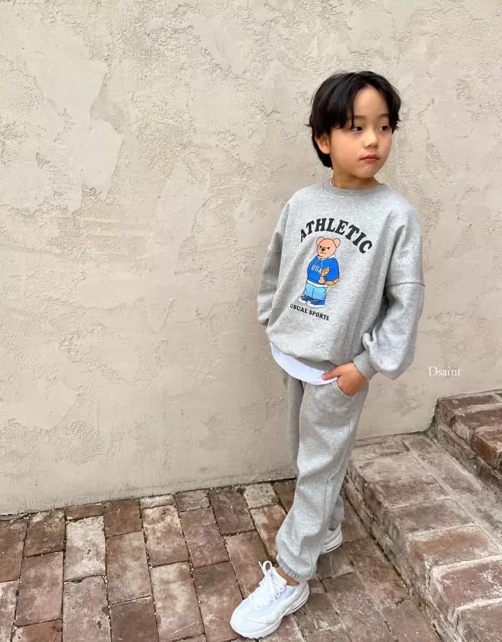Dsaint - Korean Children Fashion - #stylishchildhood - Bear Basket Top Bottom Set - 3