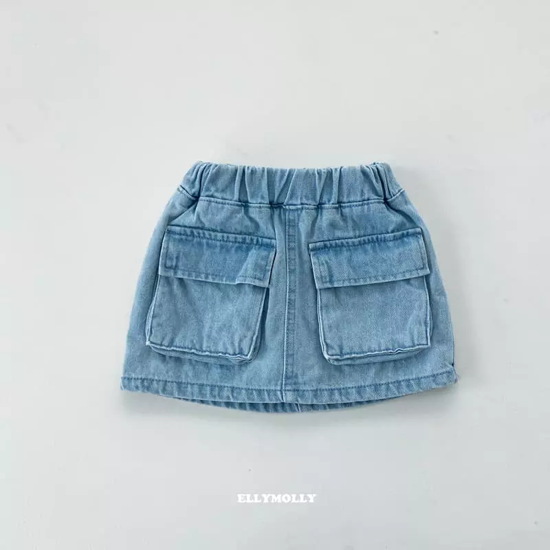 Ellymolly - Korean Children Fashion - #discoveringself - Big Pocket Denim Skirt