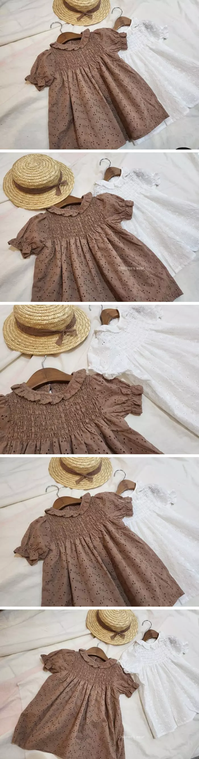 Flower J - Korean Children Fashion - #Kfashion4kids - Eyelet Smocked One-piece