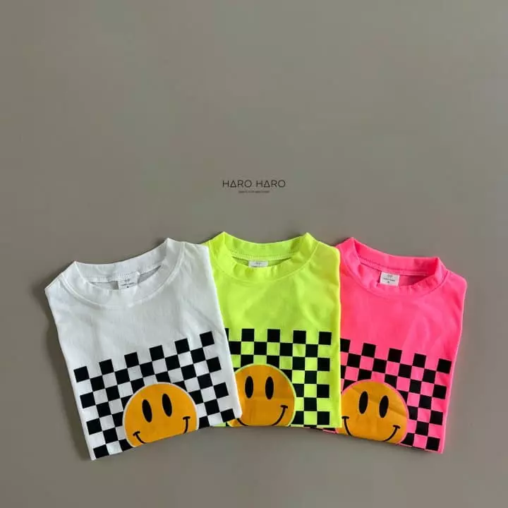Haro Haro - Korean Children Fashion - #Kfashion4kids - Check Smile Box Tee