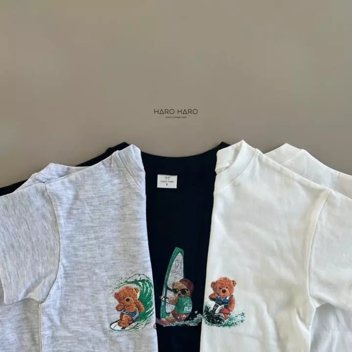 Haro Haro - Korean Children Fashion - #prettylittlegirls - Bear Surfing Tee - 4