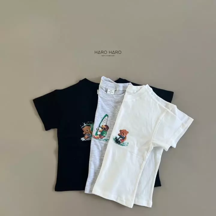 Haro Haro - Korean Children Fashion - #childofig - Bear Surfing Tee - 5