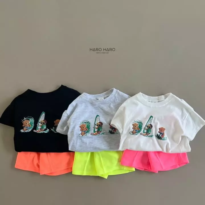 Haro Haro - Korean Children Fashion - #designkidswear - Bear Surfing Tee - 7