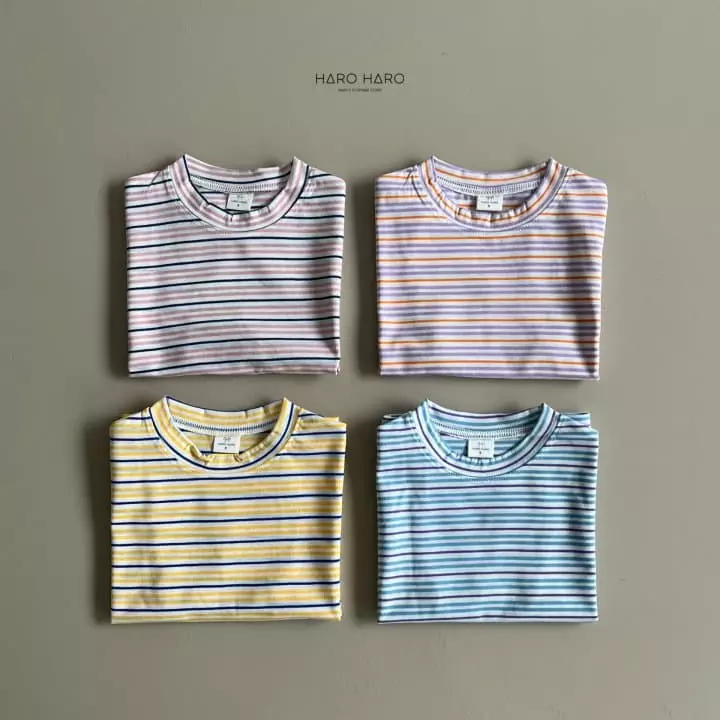 Haro Haro - Korean Children Fashion - #kidsstore - Multi Stripes Tee - 5