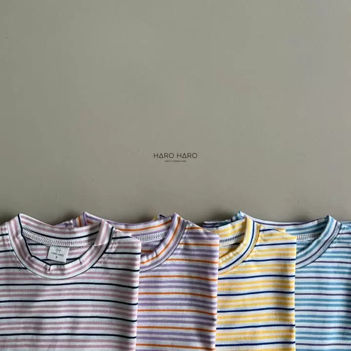 Haro Haro - Korean Children Fashion - #kidzfashiontrend - Multi Stripes Tee - 6