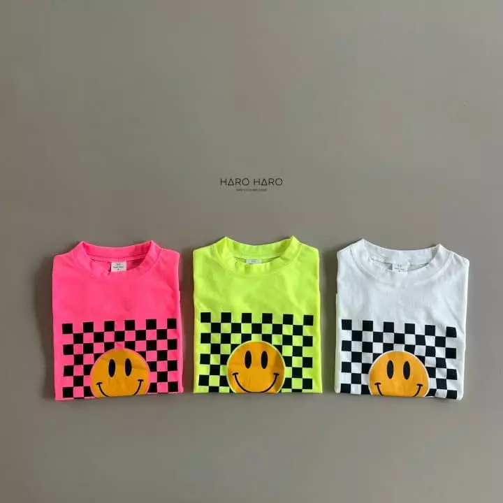 Haro Haro - Korean Children Fashion - #magicofchildhood - Check Smile Box Tee - 3