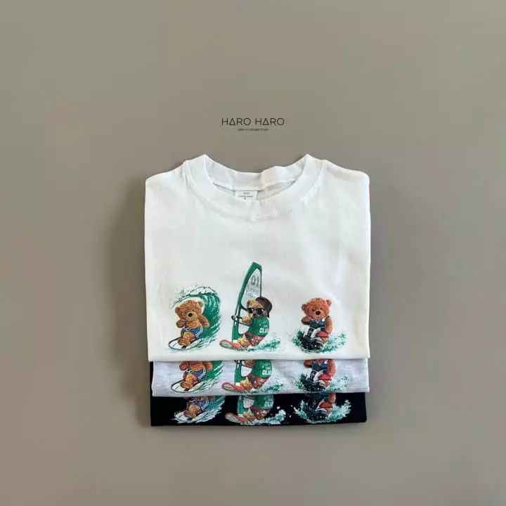 Haro Haro - Korean Children Fashion - #magicofchildhood - Bear Surfing Tee