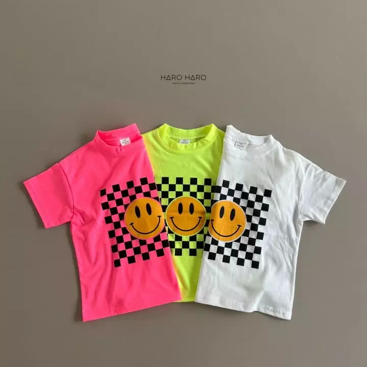 Haro Haro - Korean Children Fashion - #magicofchildhood - Check Smile Box Tee - 4