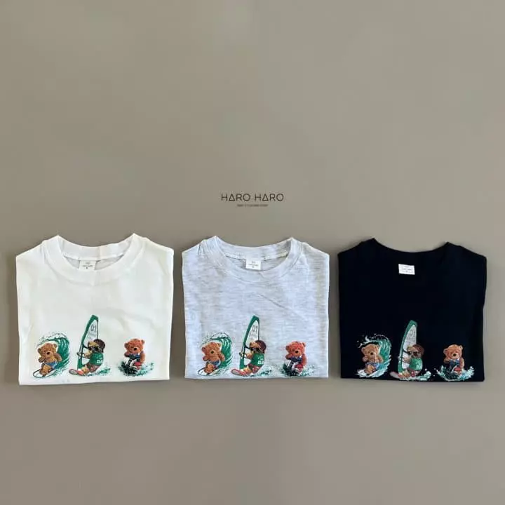 Haro Haro - Korean Children Fashion - #minifashionista - Bear Surfing Tee - 2